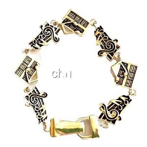 Music Clef Note Charm Bracelet Magnetic Silver Plated Musician Graduation Gift